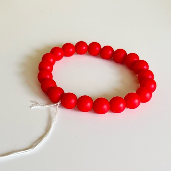 WATERPROOF SILICONE Red Rubber Beaded Stretchy Bracelet for Stacking 🔴🔴 NWT - Picture 15 of 16